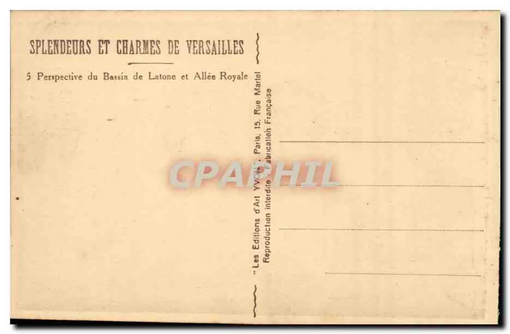 Bassin de Latone und Royale Avenue — Versailles — Art Editions Yvain - Rückseite
