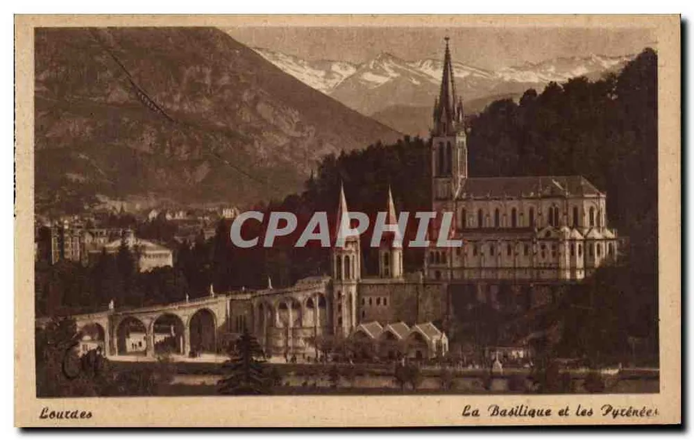 Lourdes — A Basílica e as Pirineus — Cie des Arts Photomécaniques, Paris-Strasbourg - Frente