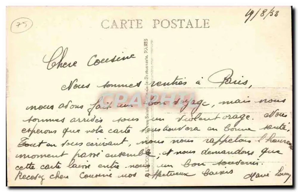 Paris — Place du Châtelet und Turm St-Jacques — A.L. n°60 - Rückseite