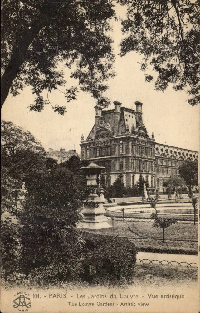 Die Louvre-Gärten — Künstlerische Ansicht — L'Abéille, Paris, n°104 - Vorderseite
