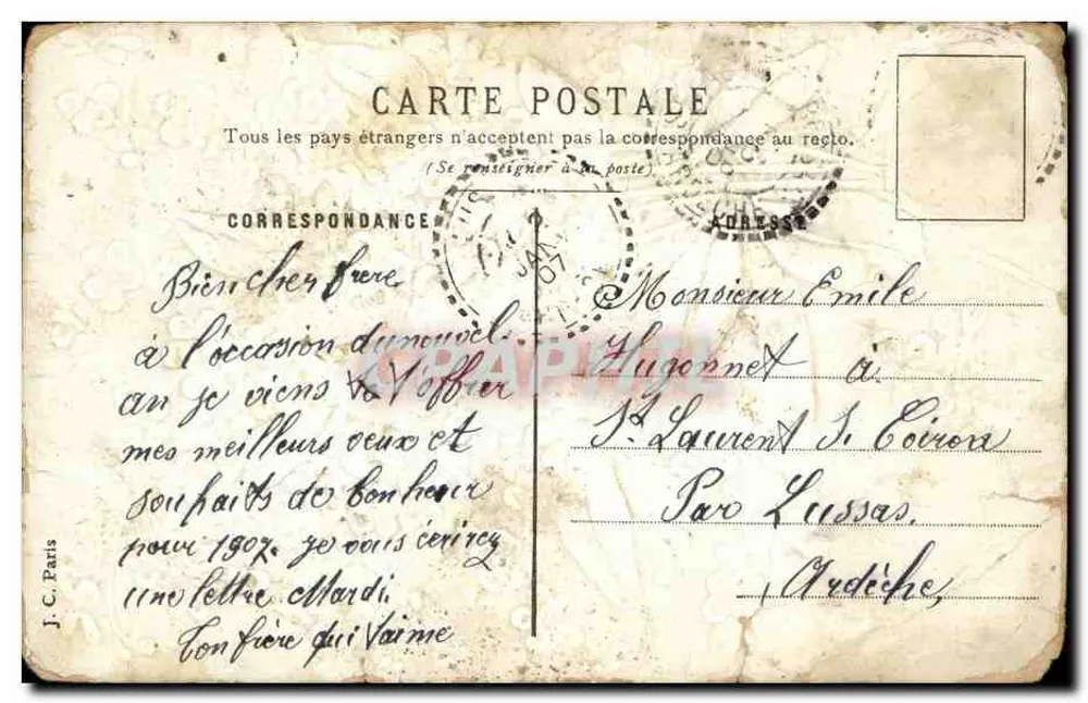 Bouquet de fleurs bleues — 365 Jours de Bonheur — éditeur J.C. Paris - Rückseite