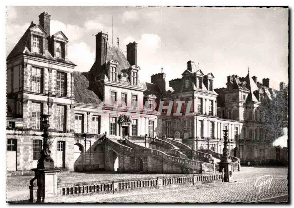 Fontainebleau (Seine-et-Marne) — Das Schloss - Cour des Adieux und Eisenpferdestiege — André LECOUNTÉ, n° 907 - Vorderseite