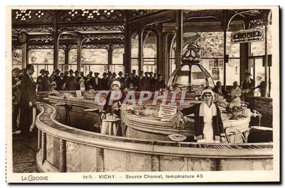 Vichy — Fonte Chomel, temperatura 43 — La Cigogne, n°369 - Frente