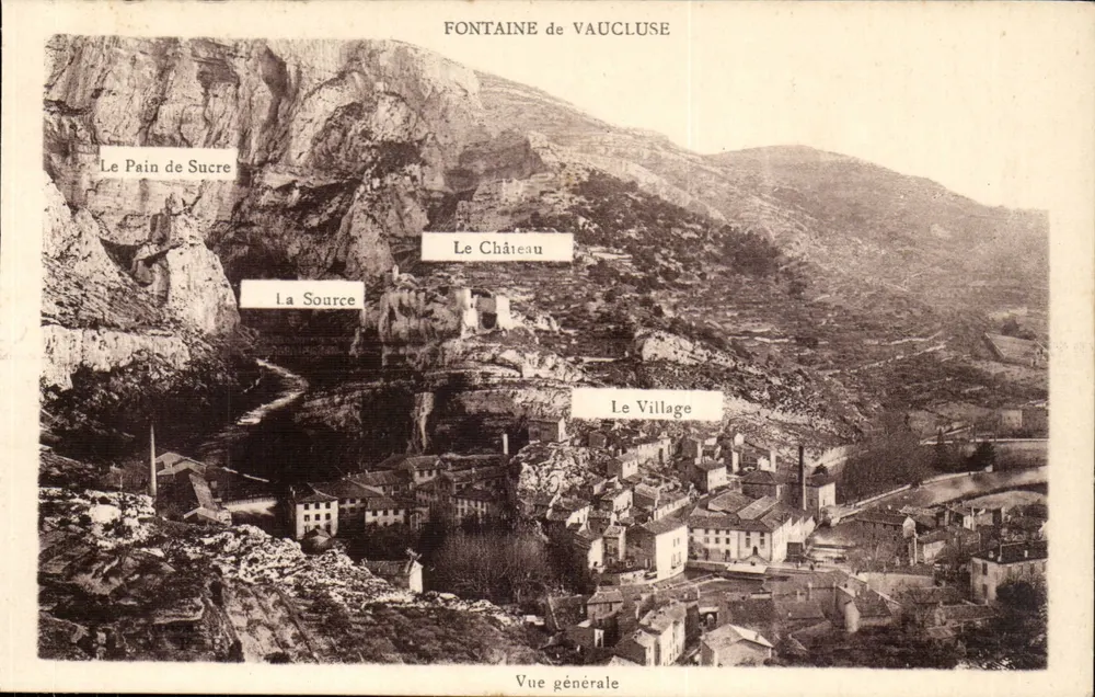 Fontaine de Vaucluse — Vista geral — Edição Artística Cl. F. Beau, Avignon-Monclar - Frente