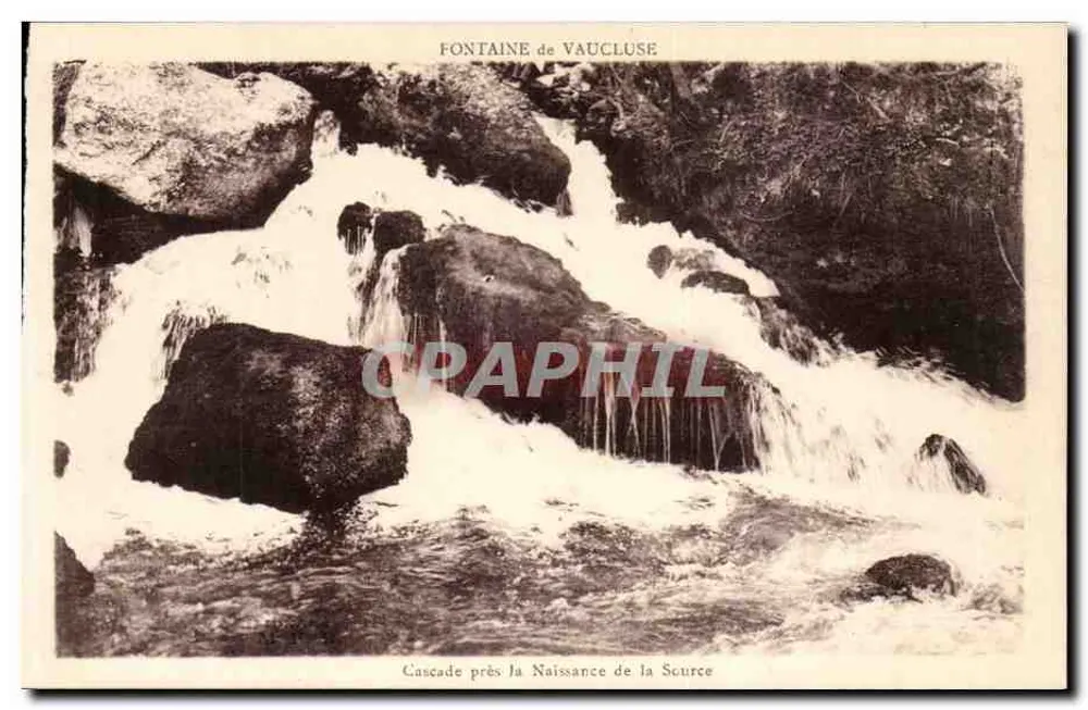 Fontaine de Vaucluse — Wasserfall in der Nähe des Quellensprunges — Künstleredition Cl. F. Beau, Avignon - Vorderseite