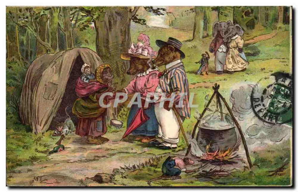Bärenfamilie im Wald — Lagerplatz-Szene — Verlag nicht sichtbar - Vorderseite