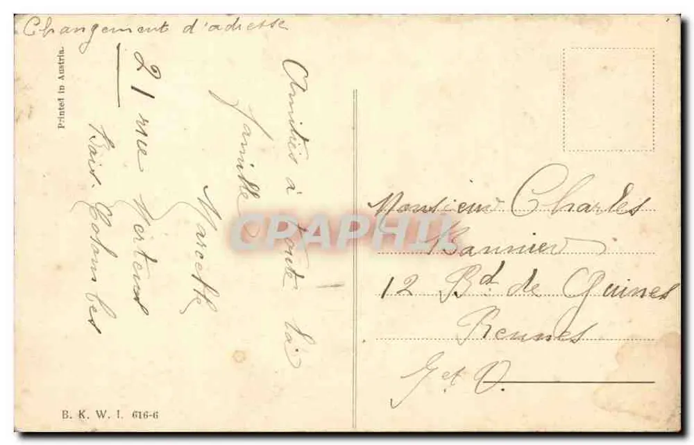 Kinder mit Blumensträußen — Verlag K. Freitag, Nr. B. K. W. I. 616-6 - Rückseite