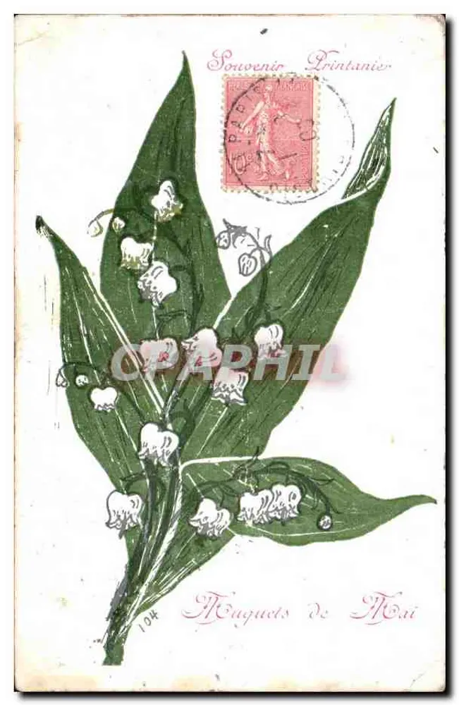 Lilie des Mai — Frühlingserinnerung — unbekannter Verlag, Nr. 104 - Vorderseite