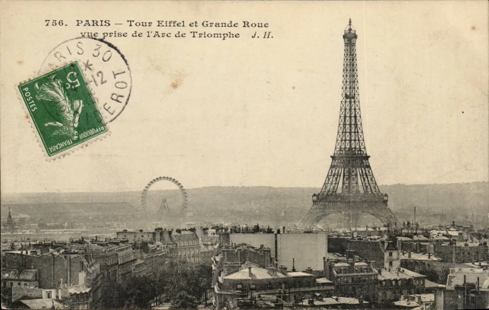 Paris — Eiffelturm und Karussell — Ansicht vom Arc de Triomphe — J. II. — n° 756 - Vorderseite