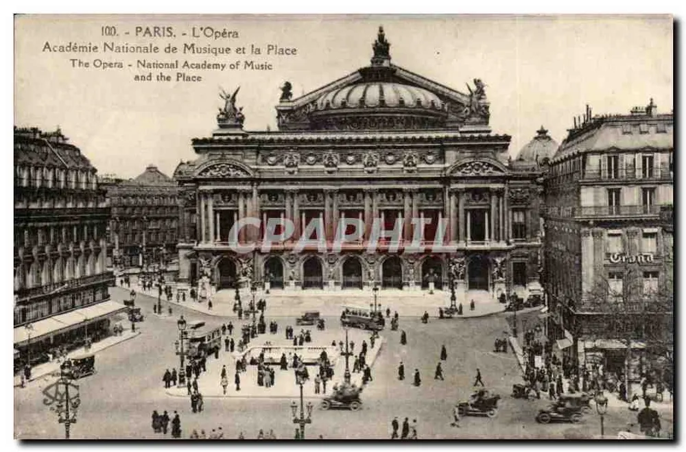 Paris - L'Opéra - Académie Nationale de Musique und die Place — unbekannter Verlag, Nr. 100 - Vorderseite
