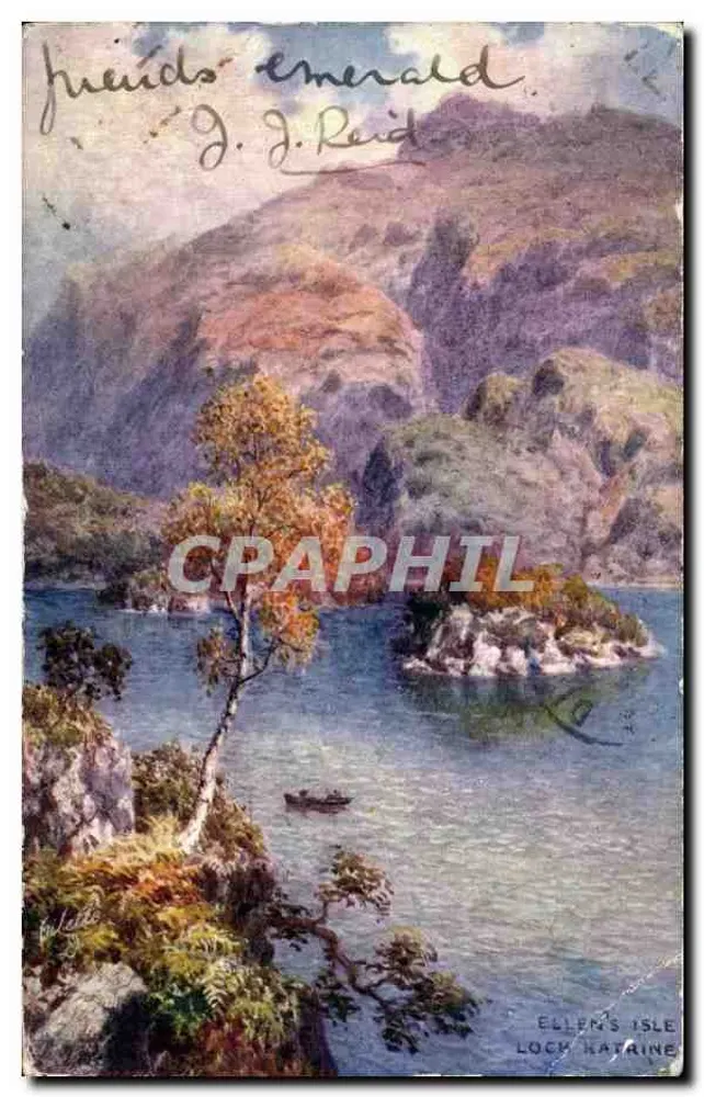 Ellen's Isle Loch Katrine — J. J. Reid — Tuck's Post Card - Frente