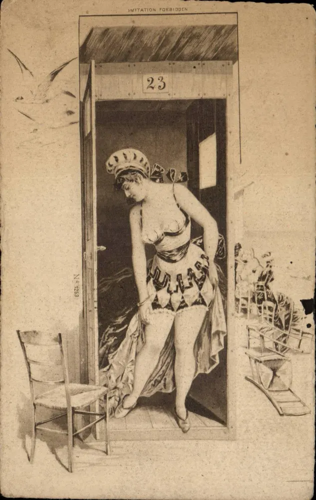 Frau in Badekleidung — Kabine Szene n°23 — Verlag Imitation Forbidden, n°1258 - Vorderseite