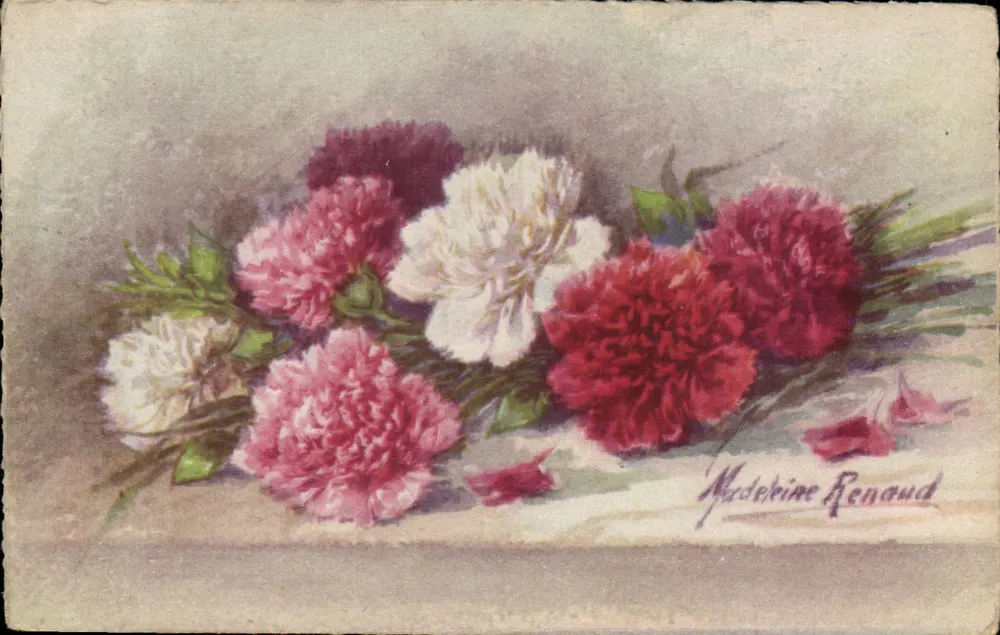 Arranjo de pêssegos — assinatura Madelaine Renaud — D. Hamel Paris - Frente