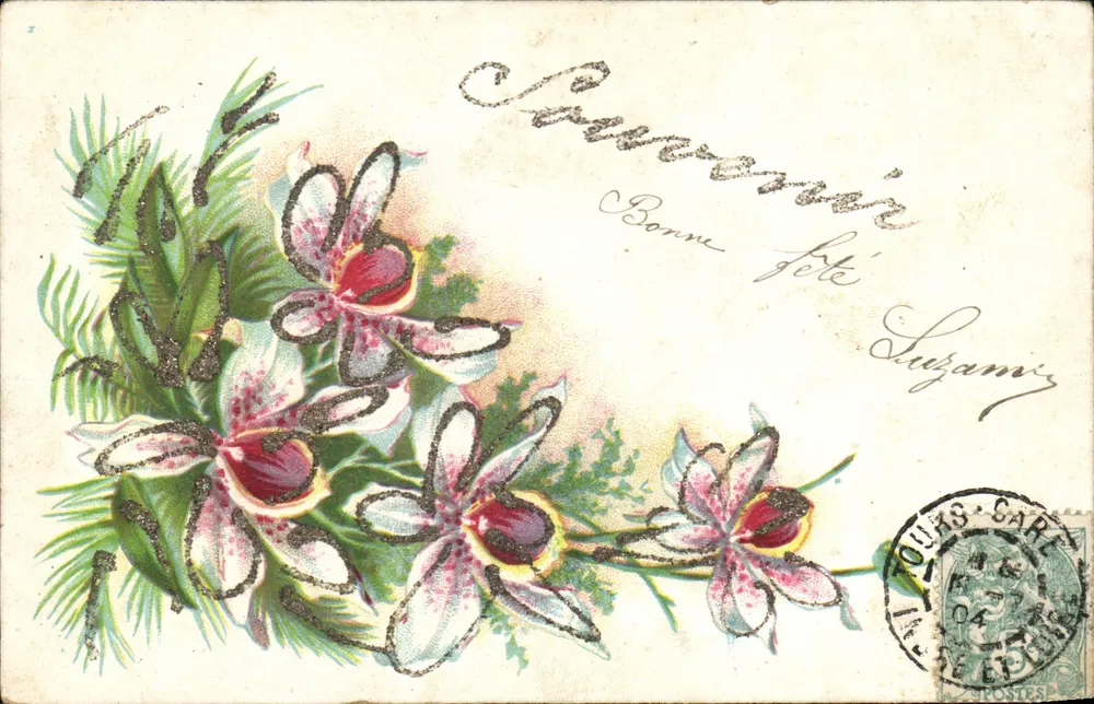 Orchideen — Geburtstags-Erinnerung — Verlag Louis Sare, Nr. 164 - Vorderseite