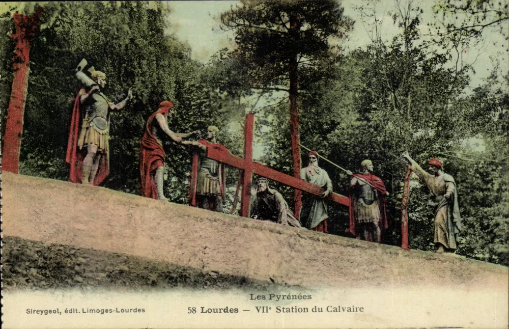 Os Pirineus — VIIª Estação do Calvário — Sireygeol, editora Limoges-Lourdes - Frente