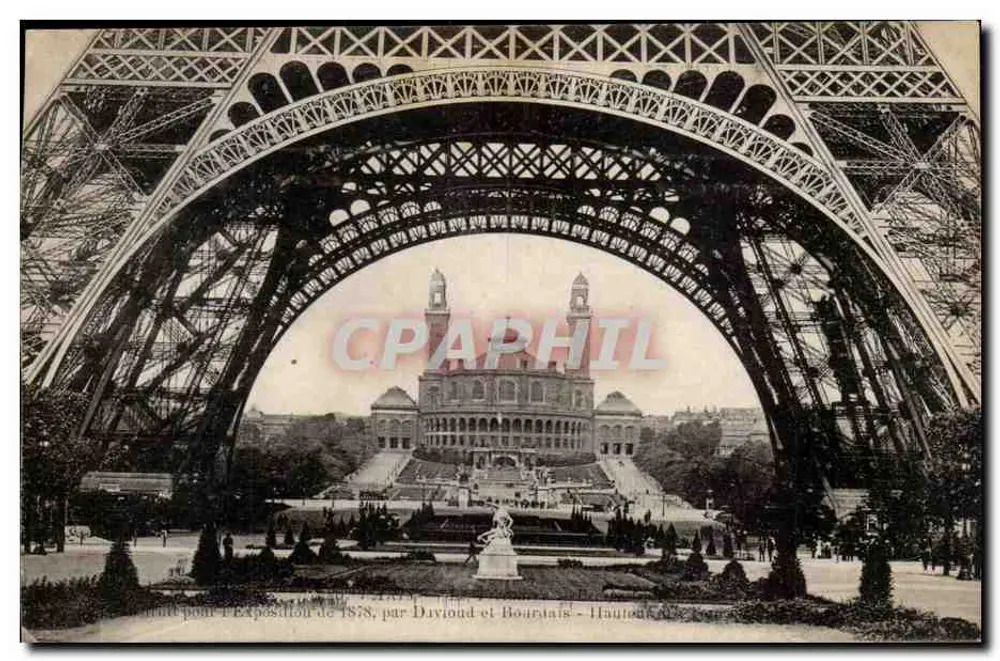 Vista da Torre Eiffel — Exposição de 1878 — por Divioud e Bouriais - Hauteville - Frente