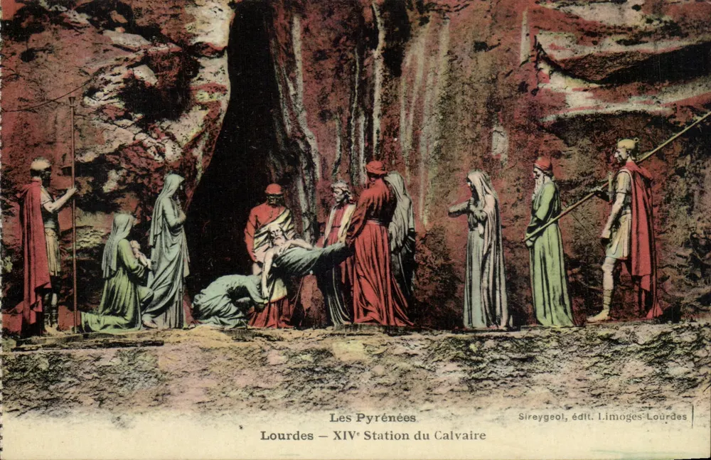 Lourdes — vierzehnte Station des Kreuzwegs — die Pyrenäen — Verlag L'imoges Lourdes - Vorderseite