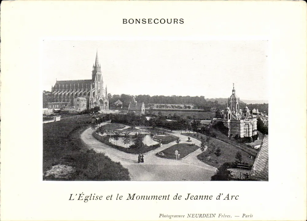Bonsecours — Die Kirche und das Denkmal für Jeanne d'Arc — Photogravure Neurdein Frères, Paris - Vorderseite
