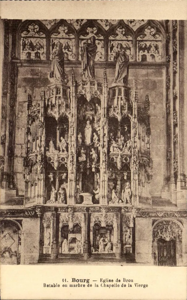 Bourg — Marmorretabel der Kapelle der Jungfrau — Imp. Pinat & Jourat, Toulouse - Vorderseite