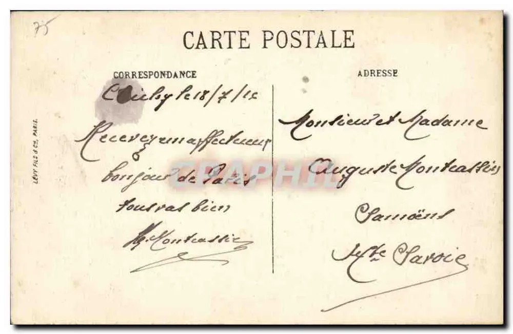 PARIS (1er) — O Monumento de Gambetta — LL. — n°47 - Verso