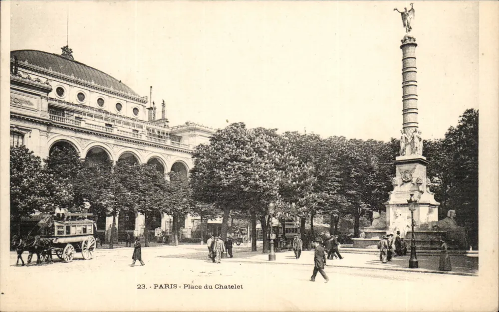 Paris - Place du Châtelet — monumento e edifício com arcos — n°23 - Frente