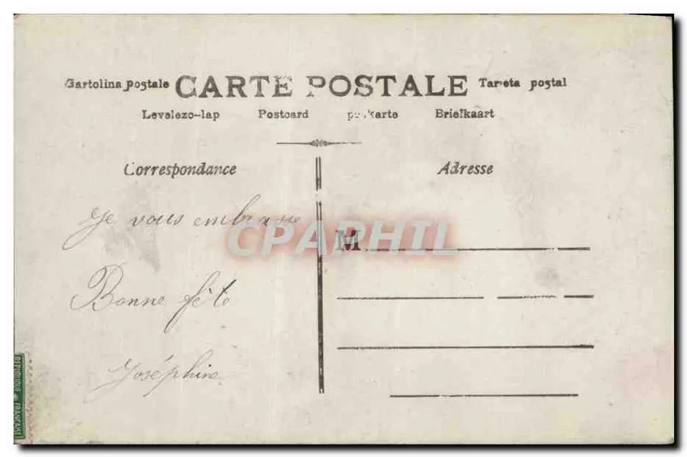 Frau in geschmücktem Kleid mit Rosenstrauß in der Hand — Frohe Feier — Verlag ANGE, Nr. 506 - Rückseite