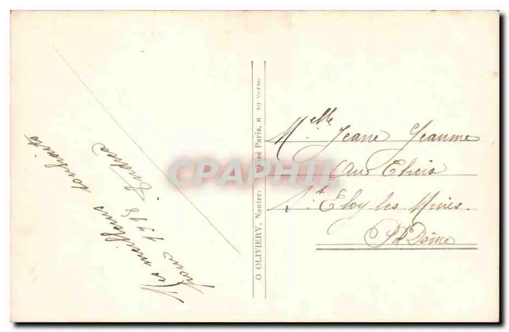 Frau in langer Robe und Pelzjacke — mit Rosen- und Ebereschenstrauß — Verlag O. OLIVIERY, Nanterre, Nr. 1167 - Rückseite