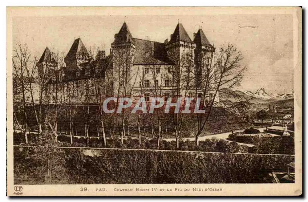 Pau. Schloss Henri IV und der Pic du Midi d'Ossau — Verlag L'Abouche Frères Toulouse, Nr. 39 - Vorderseite