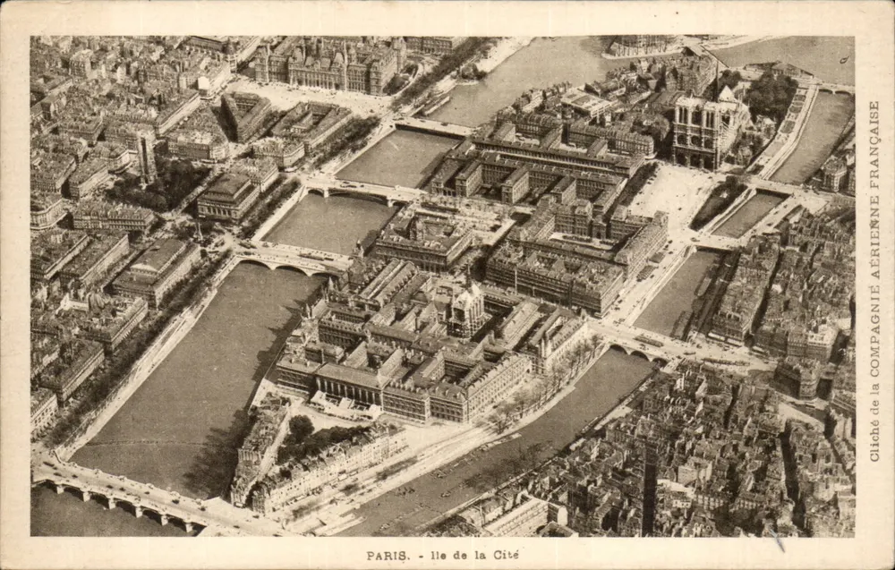 Paris - ilha da Cité — vista aérea — Compagnie Aérienne Française - Frente