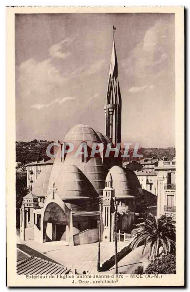 Außenansicht der Kirche Sainte Jeanne d'Arc - NICE (A.-M.) - J. Droz, Architekt - Vorderseite