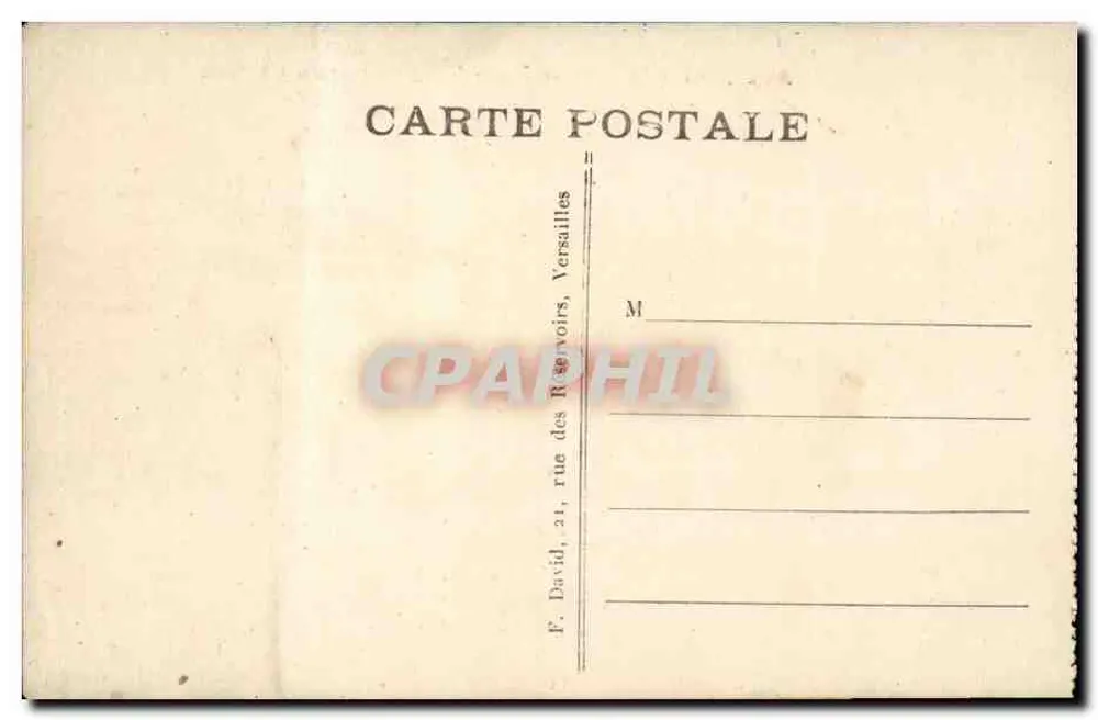 Versalhes — Visão geral do Parque e do Castelo — F. David, 21 rue des Réservoirs - Verso