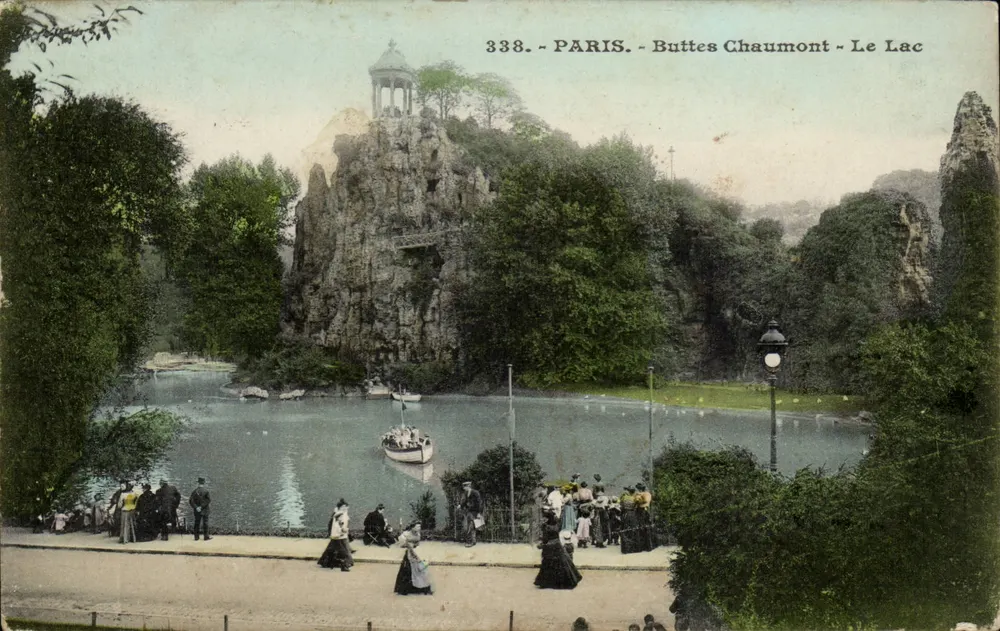 Paris - Buttes Chaumont - O Lago — editor anônimo, n° de série 338 - Frente