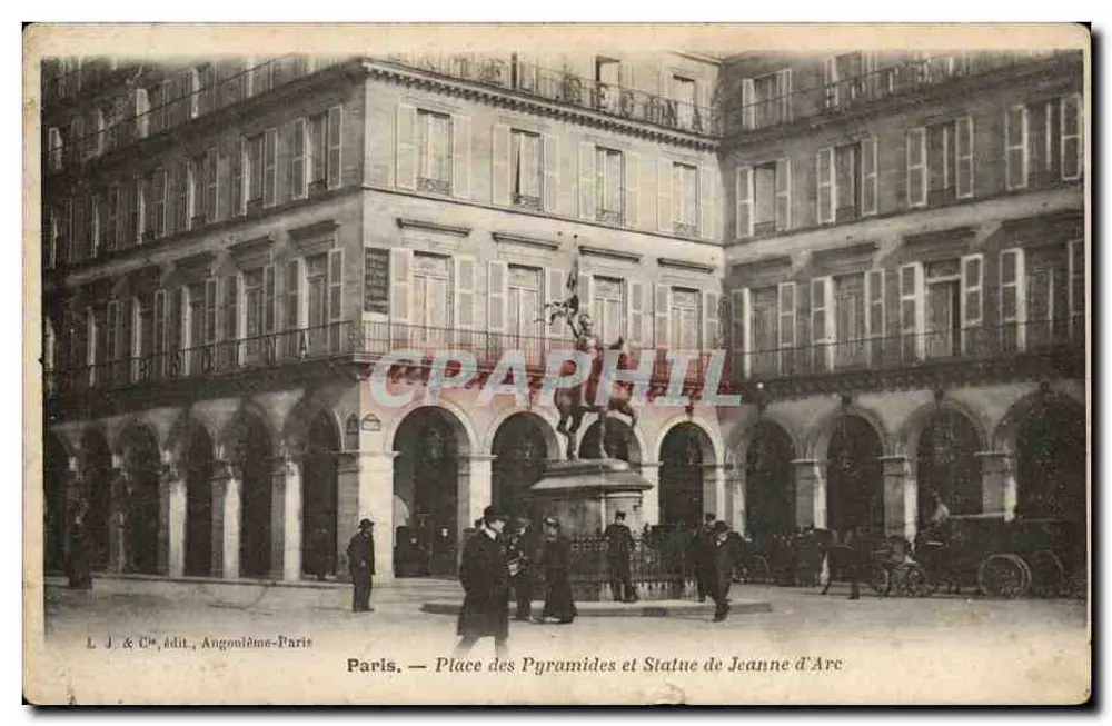 Paris — Place des Pyramides et Statue de Jeanne d'Arc — L. J. & Cie, édit., Angoulême-Paris - Frente