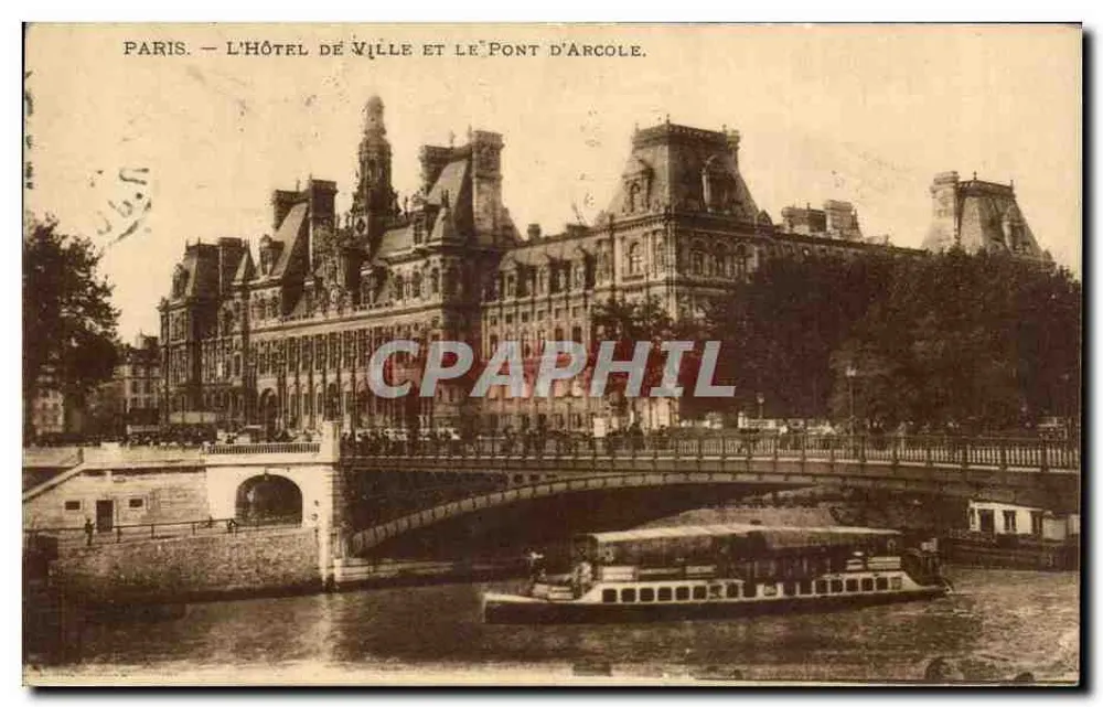 Paris — Rathaus und Pont d'Arcole — unbekannter Verlag, Seriennummer nicht sichtbar - Vorderseite