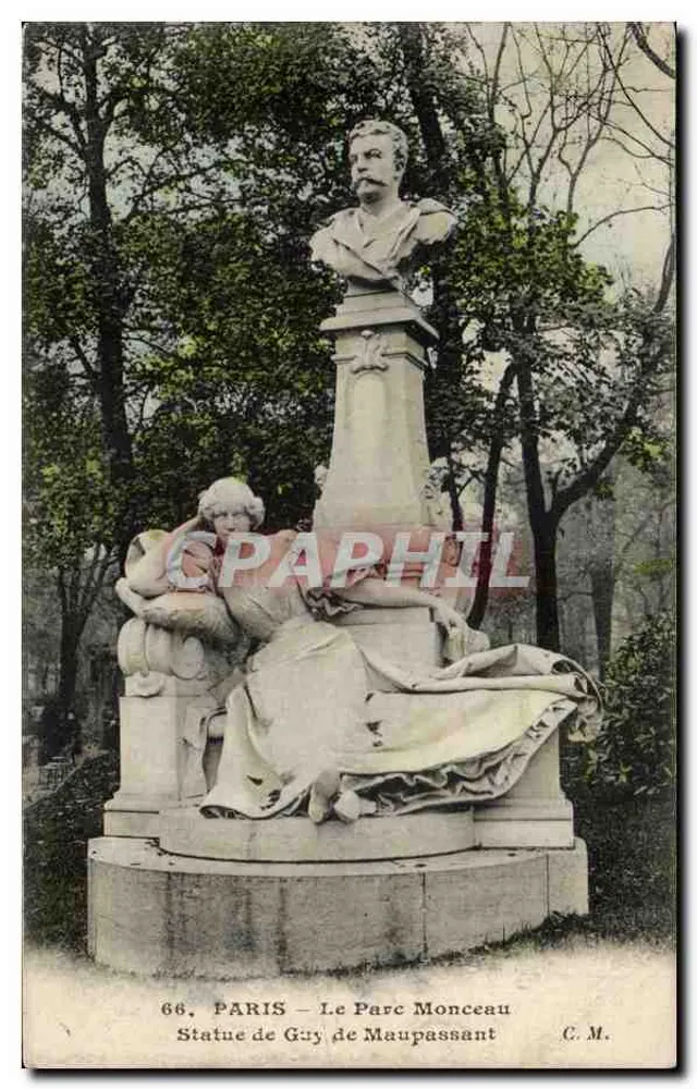 Parijs — Het Parc Monceau — Beeld van Guy de Maupassant — G. M. - Voorkant