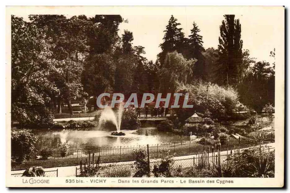 Vichy — Der Schwanenteich in den Großen Parks — La Cigogne, n° 535 bis - Vorderseite