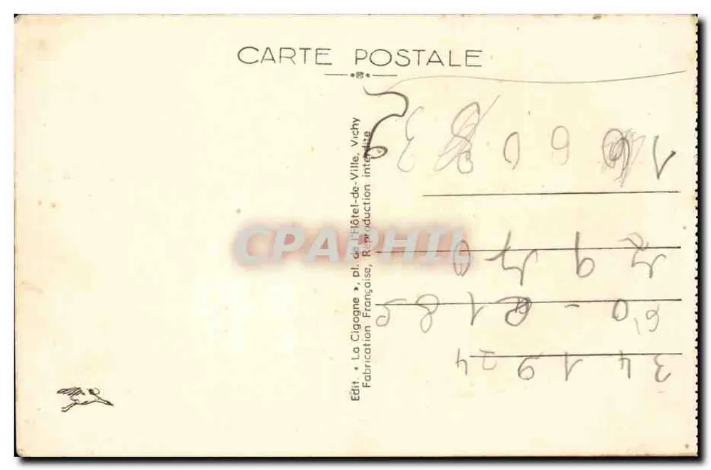 Vichy — Der Schwanenteich in den Großen Parks — La Cigogne, n° 535 bis - Rückseite