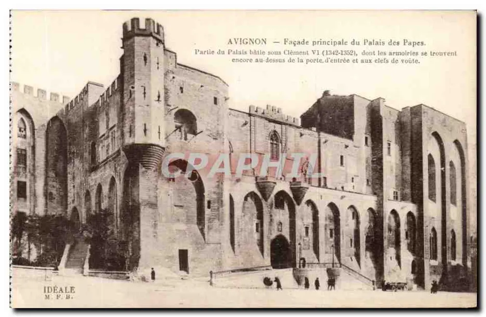 Avignon — Facha principal do Palácio dos Pápas — Parte construída sob Clément VI (1342-1352) - Frente