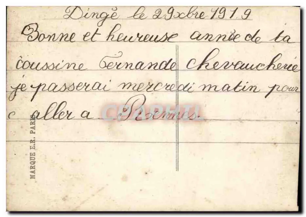 Mann am Balkon — 'Guten Jahresbeginn' — MARQUE E.R. PARIS - Rückseite