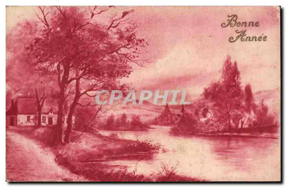 Landschaft mit Haus und Fluss — Frohe Neujahr — Luxe-Color, n°5 - Vorderseite