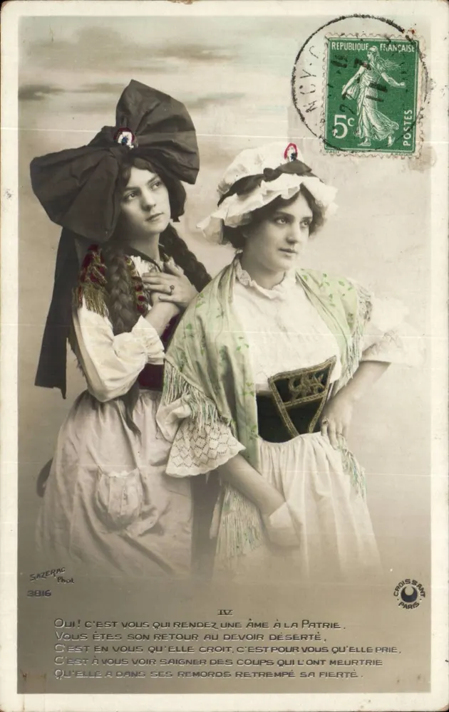 Zwei junge Frauen — patriotisches Gedicht — Sazerac Phot, Paris - Vorderseite