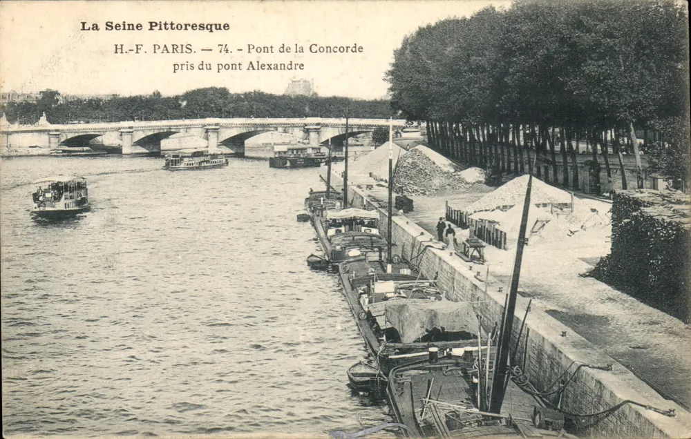 A Sena Pitoresca — Ponte da Concórdia — H.-F. PARIS — 74. — Tirado do ponte Alexandre - Frente