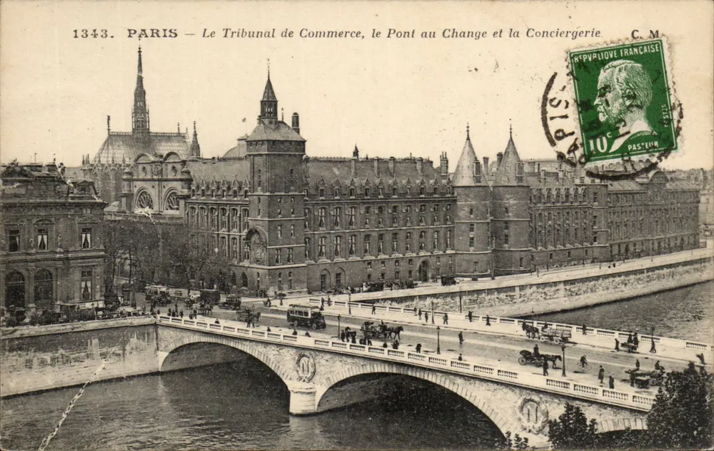 Paris — Das Handelsgericht, die Pont au Change und die Conciergerie — Künstlerische Ausgabe C.M., Nr. 1343 - Vorderseite