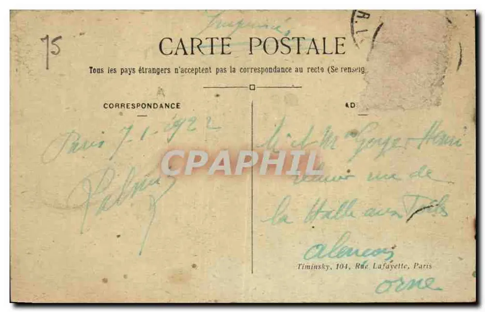 Paris — La Madeleine — éditeur T.M.K. n° 465 - Verso