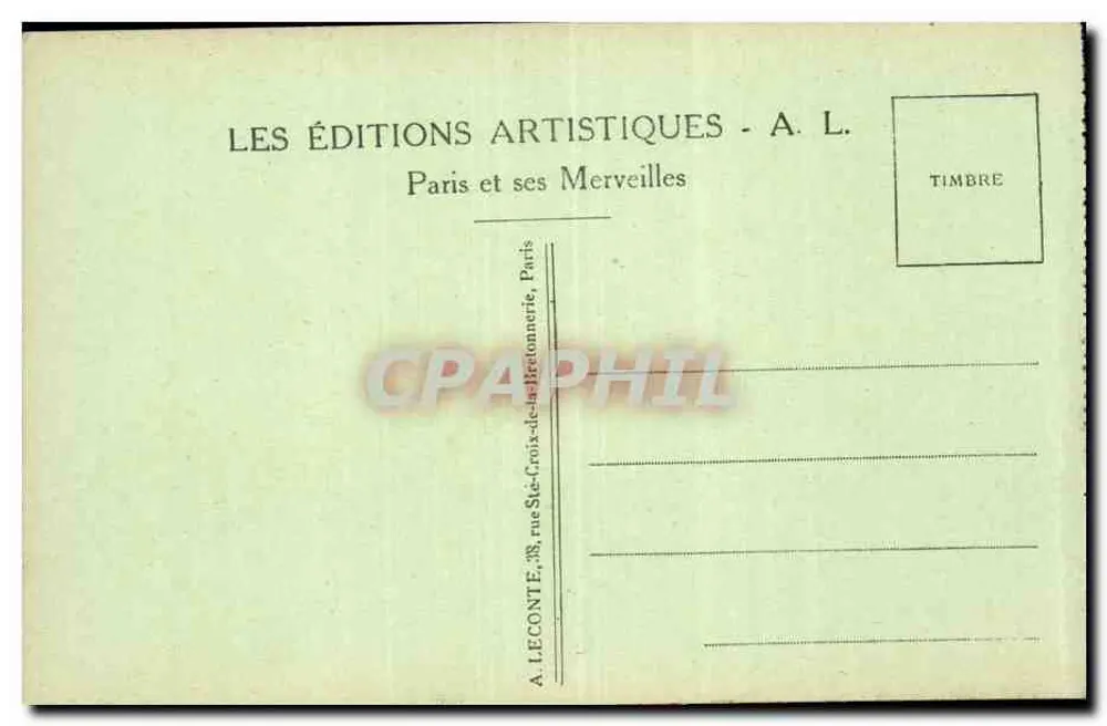 Paris — Der Triumphbogen und das Grab des Unbekannten Soldaten — A. L. - Rückseite