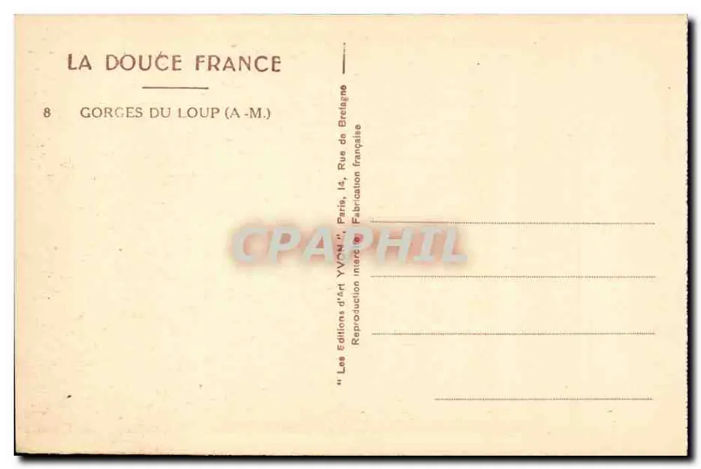 Gorges do Lobo — França — Éditions d'art Yvon, n°8 - Verso