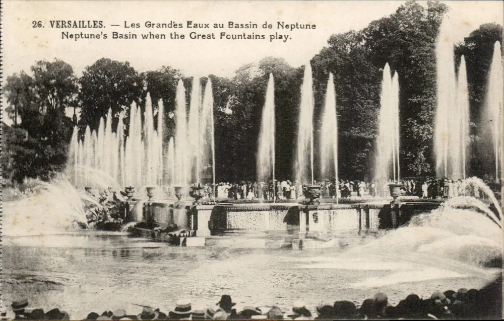 Versailles — Die Großen Fontänen am Bassin des Neptun — Edition P. Girard - Vorderseite