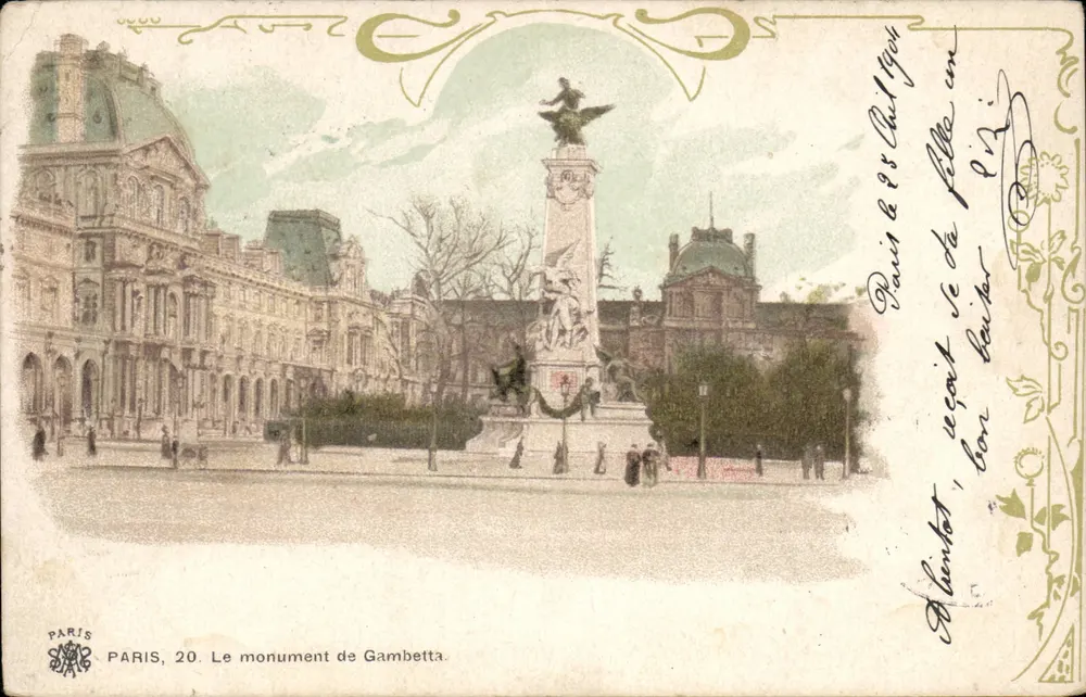 Paris. O monumento de Gambetta — editor Paris, n°20 - Frente