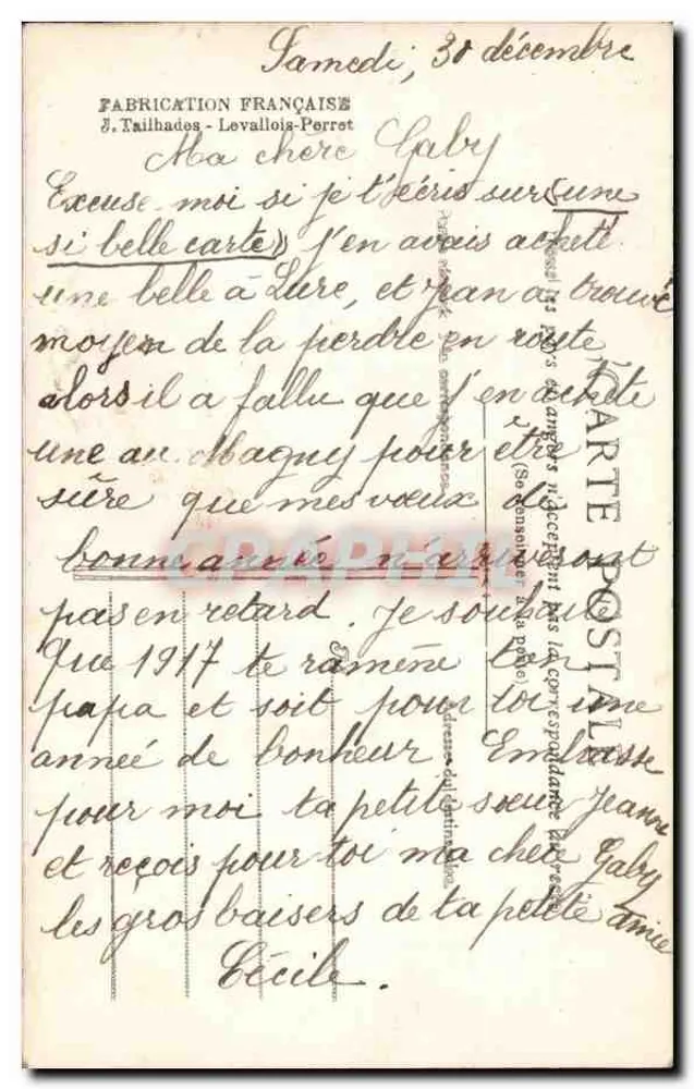 Zwei Kinder — 'Guten Jahresbeginn' — J. Tailhades - Levallois-Perret, n°744 - Rückseite
