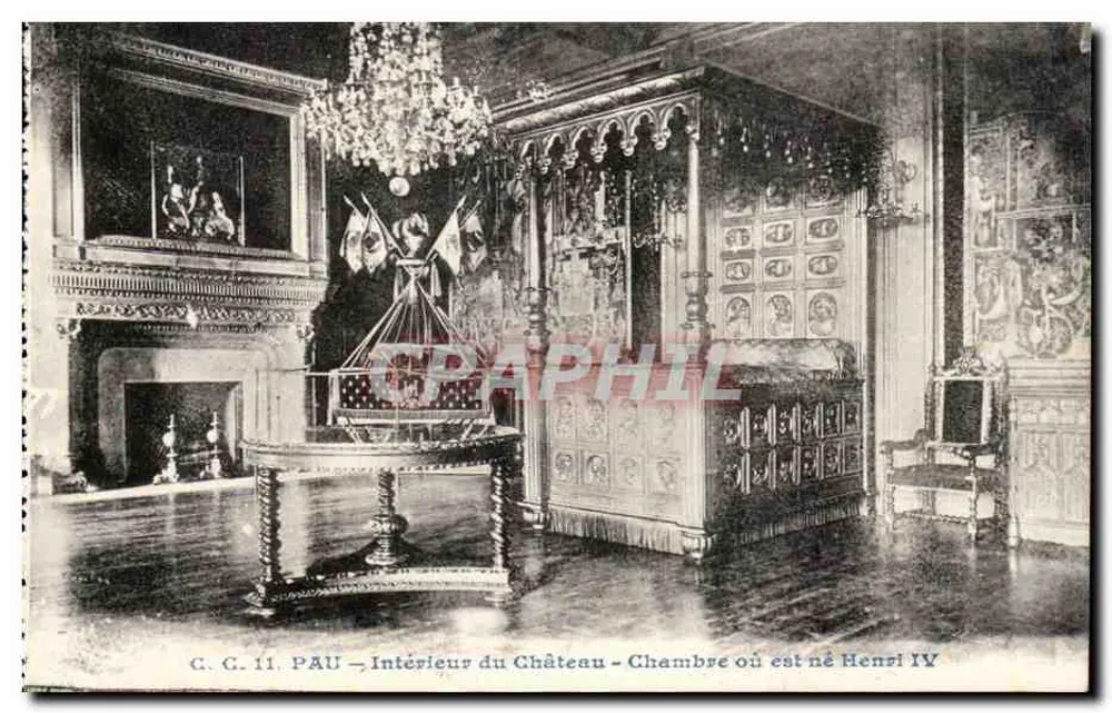 Pau — Innenraum des Schlosses — Zimmer, in dem Henri IV geboren wurde - Vorderseite